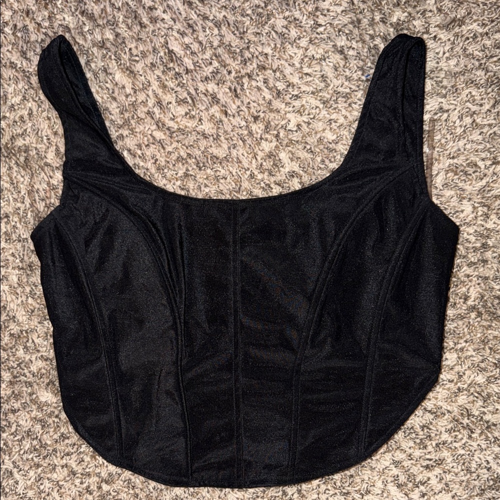 1X Black Corset Style Top